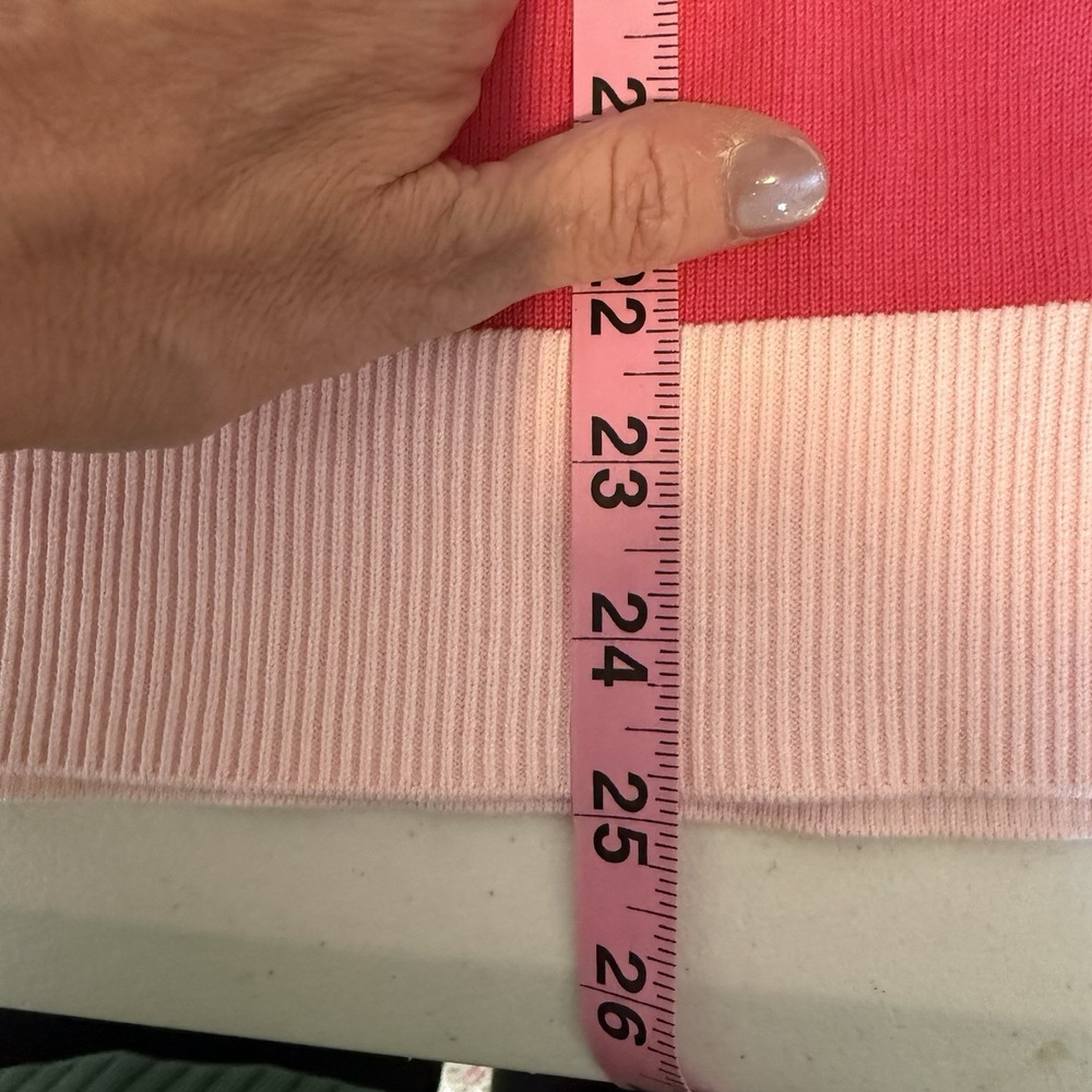 TALBOTS Large petite Pink Cardigan Contrasting Trim Stretch Knit Cotton Blend - Picture 8 of 8